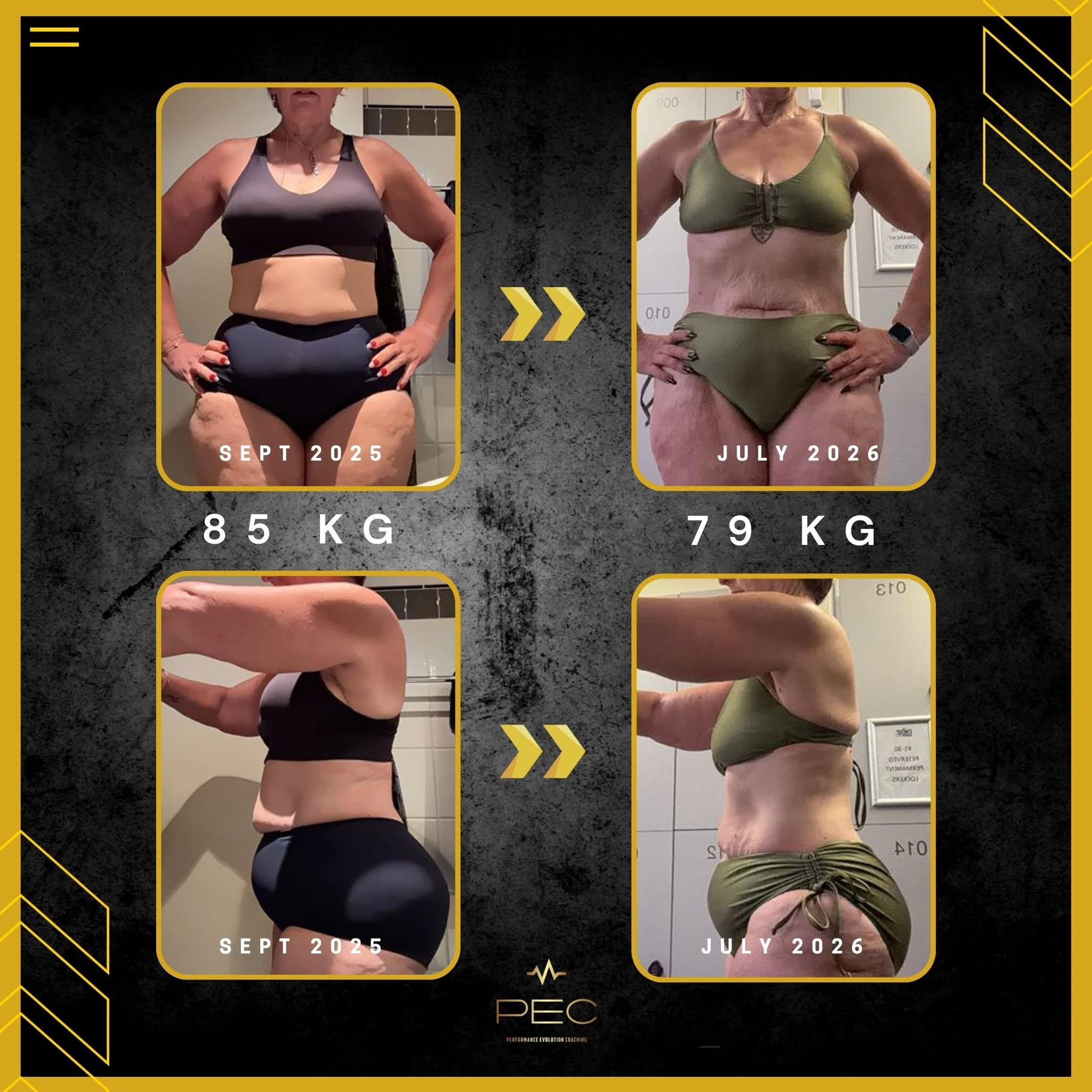 Client transformation, before and after, shared with consent