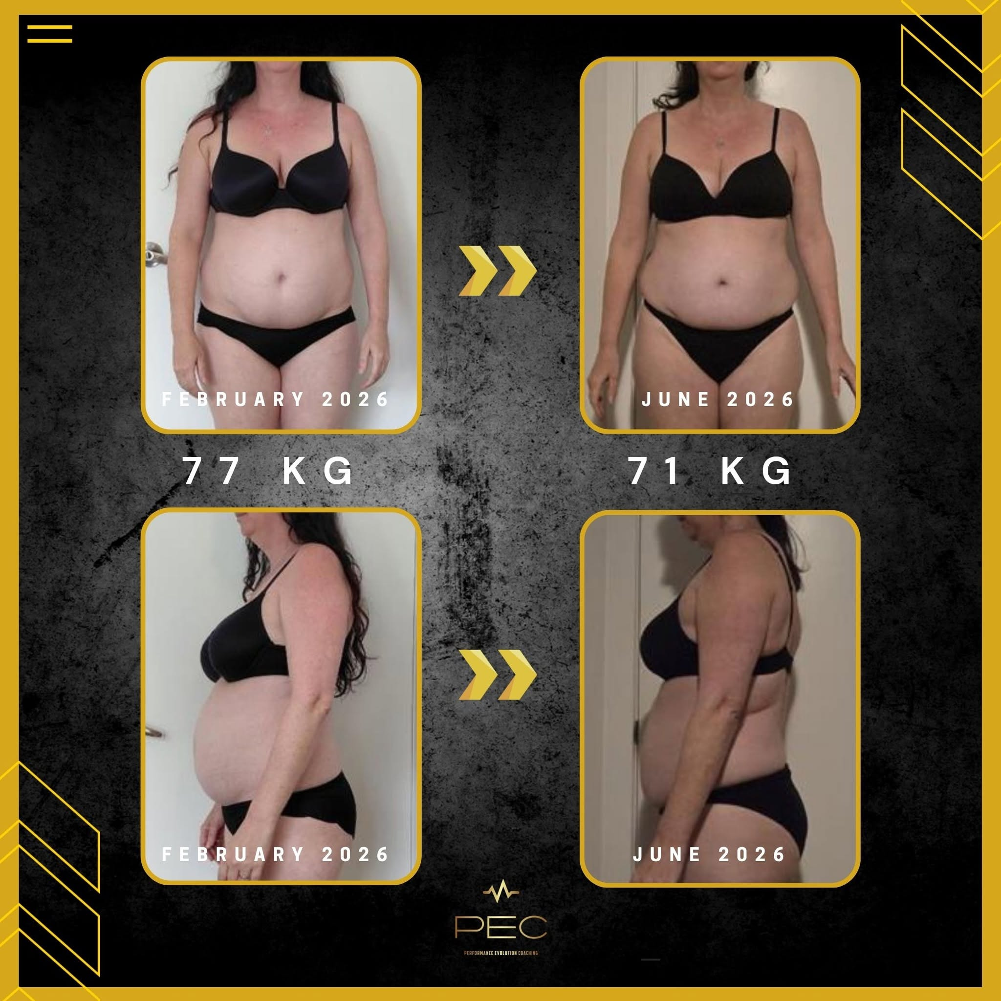 Client transformation, before and after, shared with consent