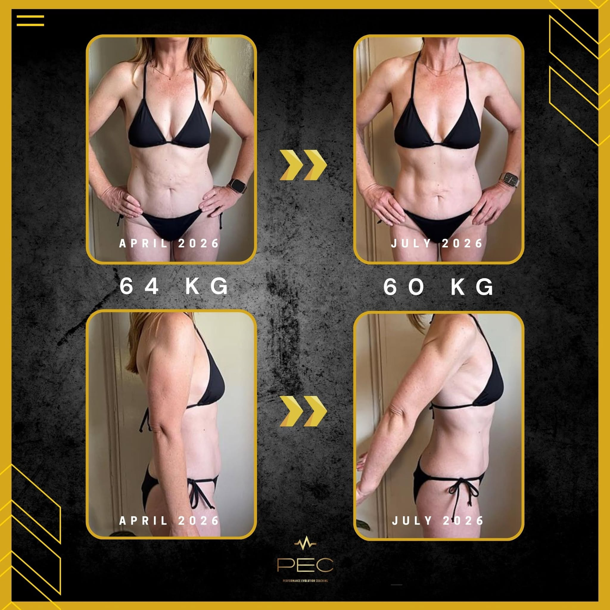 Client transformation, before and after, shared with consent